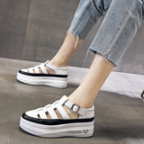 LOURDASPREC-New Fashion Summer Beach Shoes Sandals Women's White Summer Closed Toe Sports Cowhide Sandals