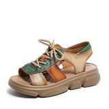 LOURDASPREC-New Fashion Summer Beach Shoes Sandals Women's Strap Hollowed Platform Slip-on Color-matching Sandals