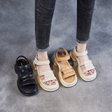 LOURDASPREC-New Fashion Summer Beach Shoes Sandals Women's Open Toe For Summer Versatile Muffin Cowhide Outer Sandals