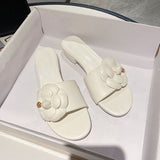 LOURDASPREC-New Fashion Summer Beach Shoes Sandals Pretty Women's Classic Style Camellia Flat Slippers