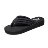 LOURDASPREC-New Fashion Summer Beach Shoes Sandals Women's Summer Solid Color Black Beach Sandals