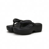 LOURDASPREC-New Fashion Summer Beach Shoes Sandals Women's Platform Summer Outdoor Flip-flops Cream Bread Sandals