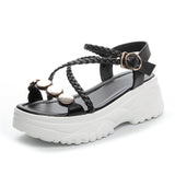 LOURDASPREC-New Fashion Summer Beach Shoes Sandals Women's Summer Fashion Muffin Trendy Genuine Sandals