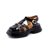 LOURDASPREC-New Fashion Summer Beach Shoes Sandals Women's Toe Buckle Woven Hollow Out Pitcher Sandals