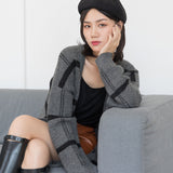 business casual outfits Autumn and Winter New Mid-Length Wool Sweater Coat Striped Sweater Wool Cardigan Women's Processing Customization Small Batch