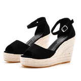 LOURDASPREC-New Fashion Summer Beach Shoes Sandals Creative Bohemian Peep Toe Hemp Rope Sandals