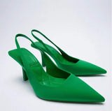 LOURDASPREC-Graduation Gift Back to School Season Women's Toe Stiletto Mid Back Empty Closed Sandals