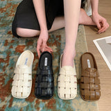 LOURDASPREC-New Fashion Summer Beach Shoes Sandals Women's Closed Toe Roman Half Flat Bottom Sandals