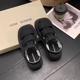 LOURDASPREC-New Fashion Summer Beach Shoes Sandals Women's Summer Roman Velcro Closed Toe Woven Hollowed Sandals