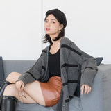 business casual outfits Autumn and Winter New Mid-Length Wool Sweater Coat Striped Sweater Wool Cardigan Women's Processing Customization Small Batch