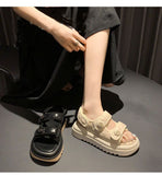 LOURDASPREC-New Fashion Summer Beach Shoes Sandals Women's Real Soft Muffin Platform Preppy Sandals