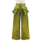 fall 2024 fashion trends Women's Fashion Solid Color Loose Casual Pocket Stitching Wide Leg Pants Trousers