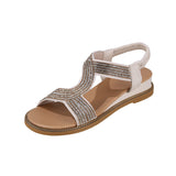 LOURDASPREC-New Fashion Summer Beach Shoes Sandals Glamorous Women's Summer Rhinestone Platform Low Sandals