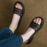 LOURDASPREC-New Fashion Summer Beach Shoes Sandals Women's Flat Mesh Open Toe Roman Style Sandals