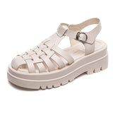 LOURDASPREC-New Fashion Summer Beach Shoes Sandals Charming Women's Roman Flat Fairy Style Sandals