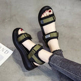 LOURDASPREC-New Fashion Summer Beach Shoes Sandals Women's Summer Versatile Platform Wedge Flat Soft Sandals