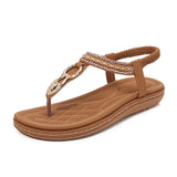 LOURDASPREC-New Fashion Summer Beach Shoes Sandals Bohemian Metal Hardware Buckle Large Size Sandals