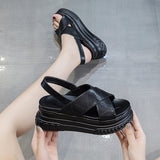 LOURDASPREC-New Fashion Summer Beach Shoes Sandals Women's Cross Fashion Trendy Outside Peep Toe Sandals