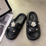 LOURDASPREC-New Fashion Summer Beach Shoes Sandals Feeling Fresh Pearl Flower Series Platform Soft Sandals