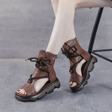 LOURDASPREC-New Fashion Summer Beach Shoes Sandals Women's Thick Bottom Soft Wedge Retro Summer Sandals