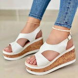 LOURDASPREC-New Fashion Summer Beach Shoes Sandals Women's Summer Wedge Peep Toe Platform Leisure Sandals