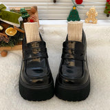 LOURDASPREC-Super High Heels Loafers Women 2024 Spring Patent Leather Chunky Platform Pumps Woman Slip On Black Jk Uniform Shoes Mary Janes