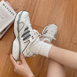 Lourdasprec Platform daddy shoes women 2023 new summer vintage breathable mesh lightweight sneakers