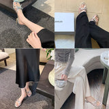 LOURDASPREC-Designer Summer Women Slipper Fashion Elegant Narrow Band Flats Slides Ladies Outdoor Open Toe Sandal Shoes