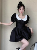 LOURDASPREC-Popular A-line All-match Mini Lolita Dresses Women Preppy Style New Kawaii Peter Pan Collar Summer Korean Style Dress Female