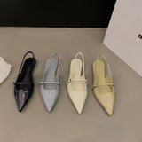 Lourdasprec Flat bottom non tiring toe wrap sandals 2023 new spring and summer pointed toe temperament niche single shoe