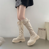 Lourdasprec Summer New Knight Boots Net Retro College British Style Thick Bottom Thick Heel Motorcycle Boots Fashion