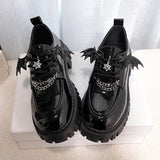 LOURDASPREC-Graduation Gift Metal Chain Platform Lolita Gothic Shoes Woman 2024 Spring College Style Patent Leather Pumps Women Japan School Uniform Shoes