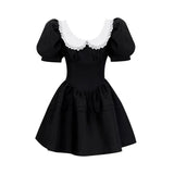 LOURDASPREC-Popular A-line All-match Mini Lolita Dresses Women Preppy Style New Kawaii Peter Pan Collar Summer Korean Style Dress Female