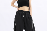 Lourdasprec  Y2k Hippie Striped Grey Cargo Parachute Pants Women Kpop Harajuku Oversize Sweatpants Decathlon Wide Leg Baggy Trousers