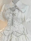 LOURDASPREC-Victorian Gothic Lace Princess Lolita Dress Japanese Kawaii High Waist MINI CAKE Dress Female Vintage White Birthday Party Dress