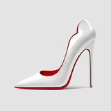 LOURDASPREC-2024 New 12cm Pointed Black High Heels, Women's Fine Heels, Elegant Charm, Sexy Shallow Mouth Large Red Sole Single Shoes