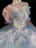 LOURDASPREC-Victoria Elegant Sweet And Lovely KawaiiLolita Dress High Waist Short Sleeve A-line Puff Sleeve Princess Dress Fairy Dress