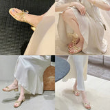 LOURDASPREC-Designer Summer Women Slipper Fashion Elegant Narrow Band Flats Slides Ladies Outdoor Open Toe Sandal Shoes