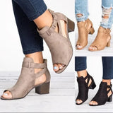 LOURDASPREC-2024 Summer Women Sandals Chunky Heels Gladiator Peep Toe Female Shoe Buckle Cover Heel Zipper Sandal Sandalias De Mujer