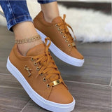 Lourdasprec Women's Sneakers Shoes Woman Spring Summer 2023 for Girls Women Sneakers Flat Breathable PU Leather Platform Shoes Footwears