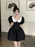 LOURDASPREC-Popular A-line All-match Mini Lolita Dresses Women Preppy Style New Kawaii Peter Pan Collar Summer Korean Style Dress Female