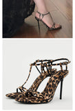 LOURDASPREC-Leopard print high heels, sexy small stature, temperament, thin heels, summer open toe buckle sandals, women's 2024 new model