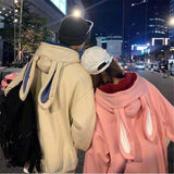 Lourdasprec Pink Couple Rabbit Sweatshirt Hoodie Hip Hop Autumn Winter Oversized Harajuku Japan High Street Brand Ears Coats Streetwear Girl