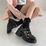 LOURDASPREC-Women's Punk Platform Pumps  Spring Metal Chain Mary Jane Lolita Shoes Woman Japanese Patent Leather High Heels Gothic Shoes