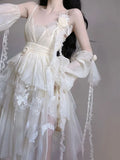 LOURDASPREC-New Gentle French Retro Design Sense Dress Summer Antique vintage Dress Fairy Mori Dress