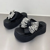 LOURDASPREC-Designer Summer Chunky Women Slippers Fashion Butterfly-knot Platform Flats Slides Ladies Outdoor Casual Beach Sandalias