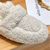 LOURDASPREC-Graduation Gift 2024 New Women's Winter Warm Outdoor Shoes Plush Design British Style White Snow Boots Ladies' Casual Flats Large Size 41-43
