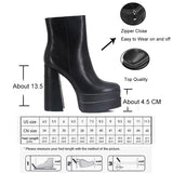 LOURDASPREC  2023 New Ankle Boots Women Quality Platform Boots Female Fashion Short Boot Black Chunky High Heel Women Shoes Big Size 41