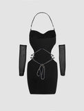 LOURDASPREC-Vacation Outfits Ins Style Cross Waist Halter Sleeve Summer Prom Slip Short Dress