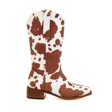 LOURDASPREC-new trends shoes seasonal shoes Vintage Cow Print Block Heel Rider Boots